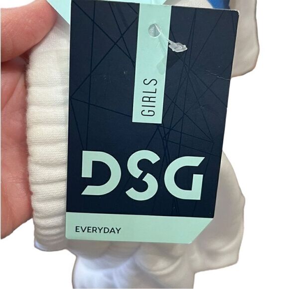 DSG Youth Girls' Fleece Shorts Pure White Star Stripe, Size YL, NWT - Picture 6 of 11